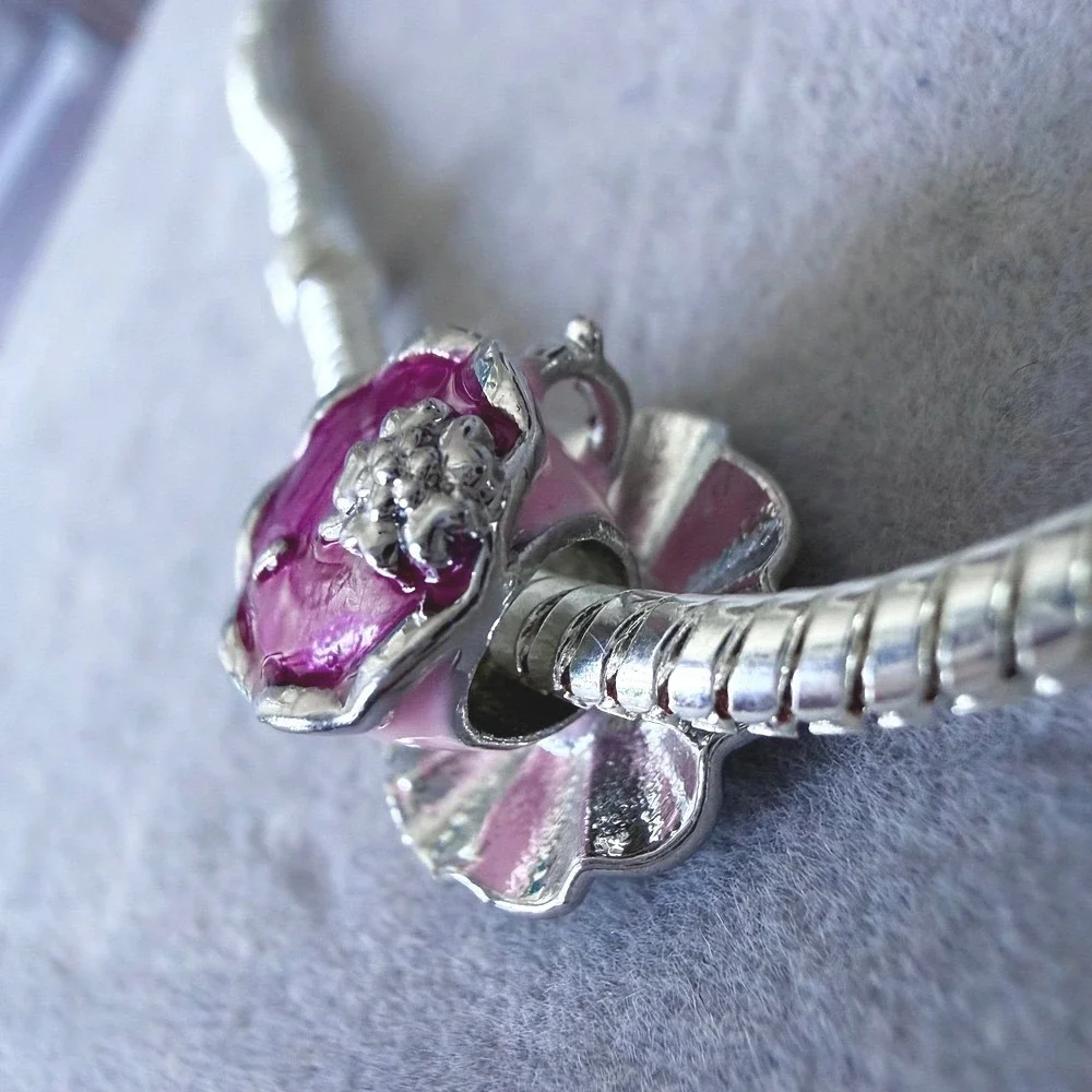Pink Teacup and Saucer Bead Charm fits PANDORA